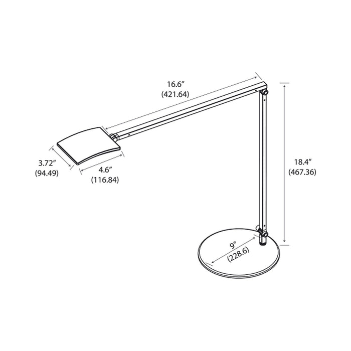 Mosso Pro LED Desk Lamp - line drawing.