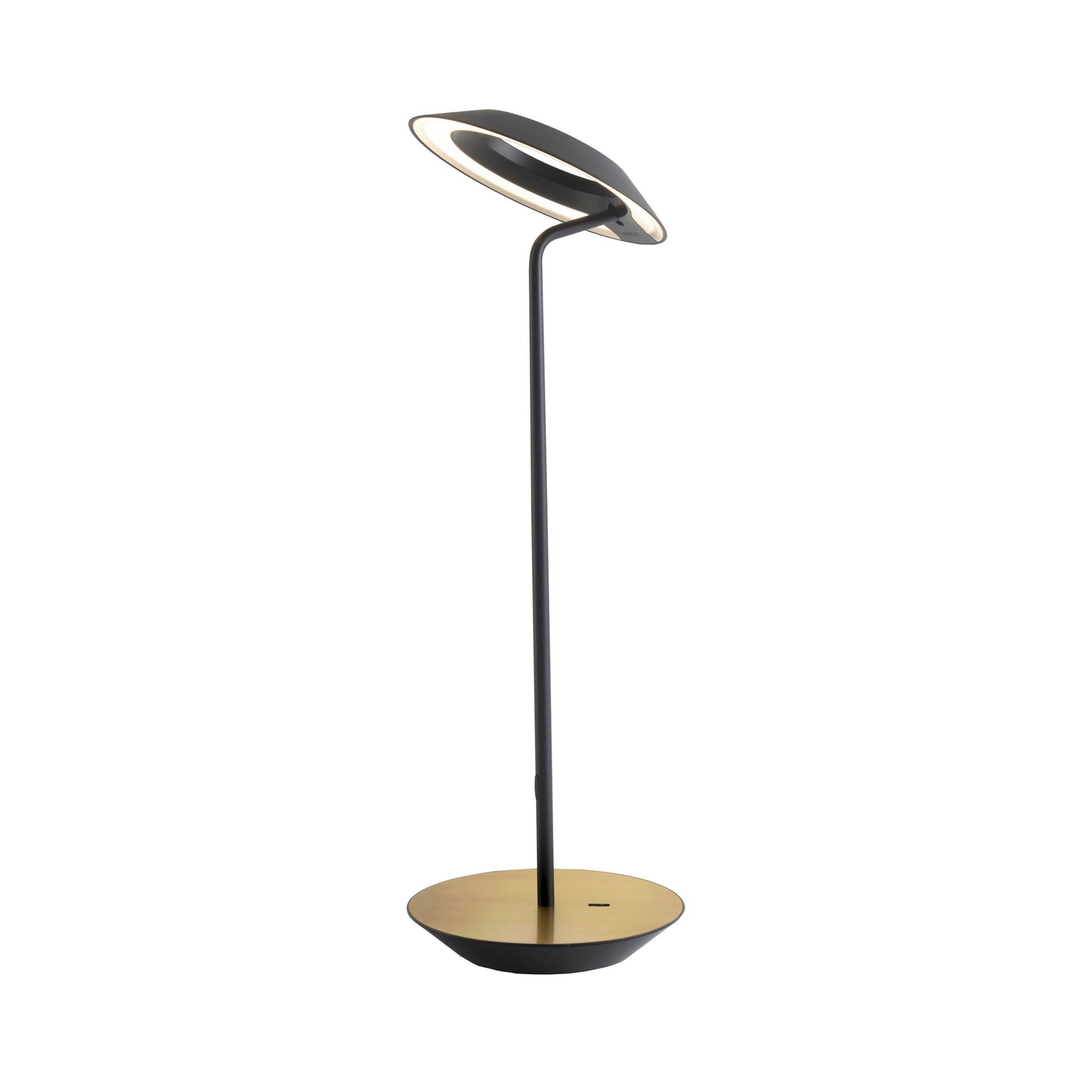 Royyo LED Desk Lamp in Matte Black and Brushed Brass.