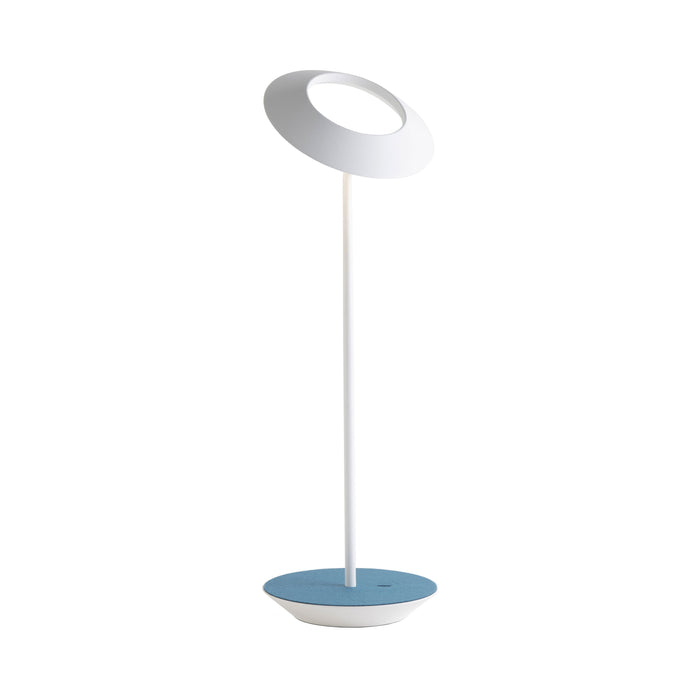 Royyo LED Desk Lamp in Matte White and Azure Felt.