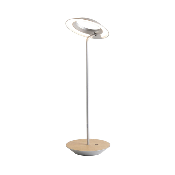 Royyo LED Desk Lamp in Silver and White Oak.