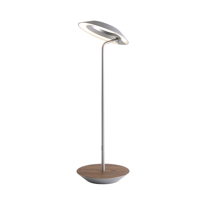 Royyo LED Desk Lamp in Silver and Oiled Walnut.