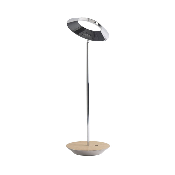 Royyo LED Desk Lamp in Chrome and White Oak.