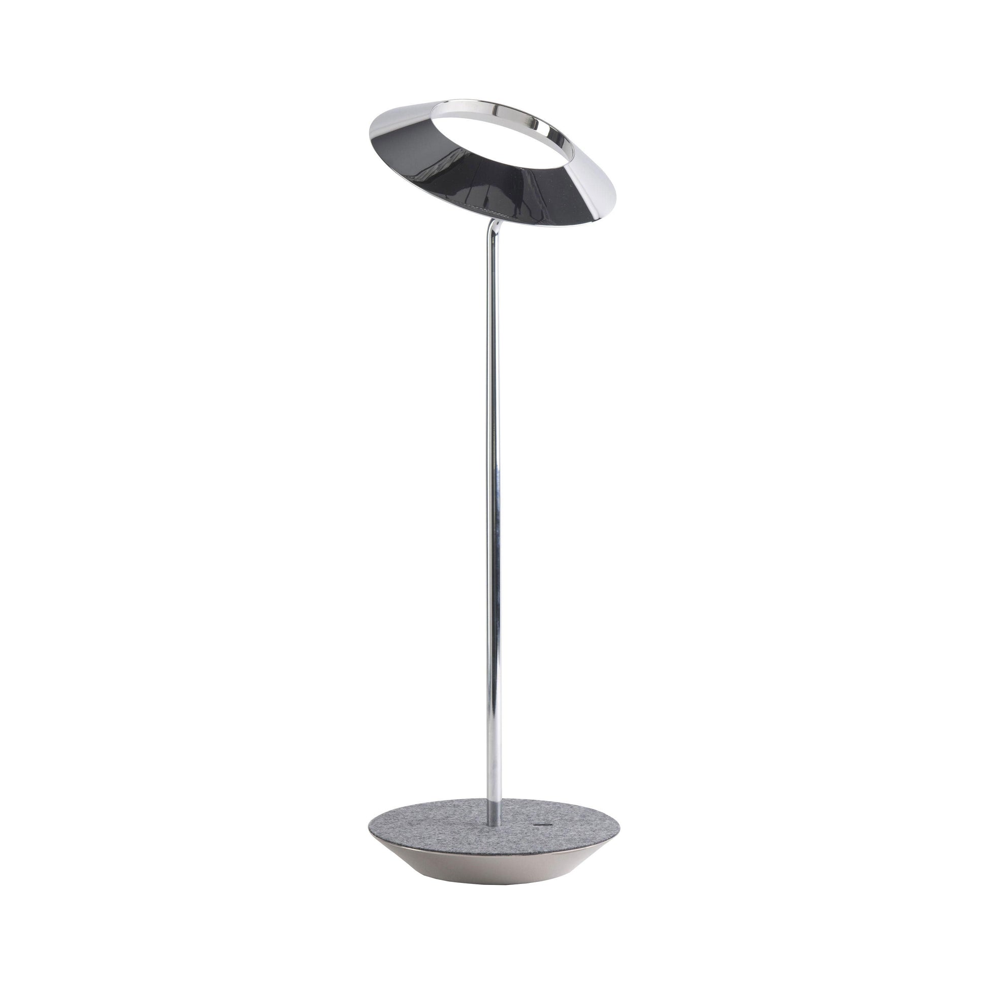 Royyo LED Desk Lamp in Chrome and Oxford Felt.
