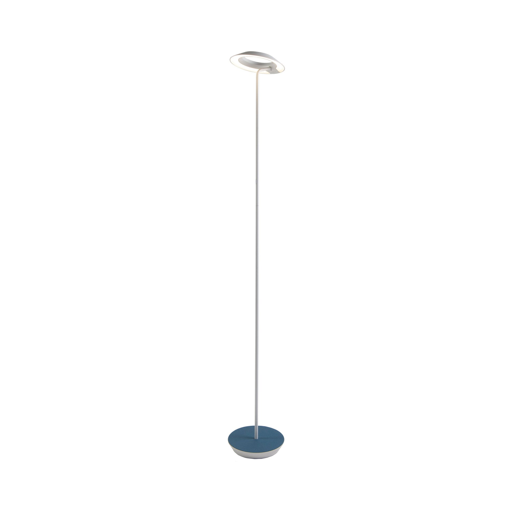 Royyo LED Floor Lamp in Matte White and Azure Felt.