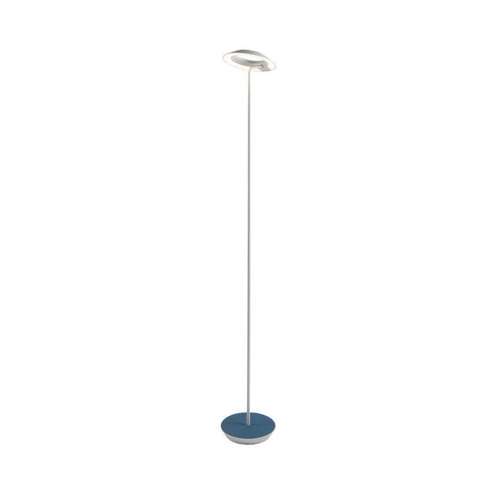 Royyo LED Floor Lamp in Matte White and Azure Felt.