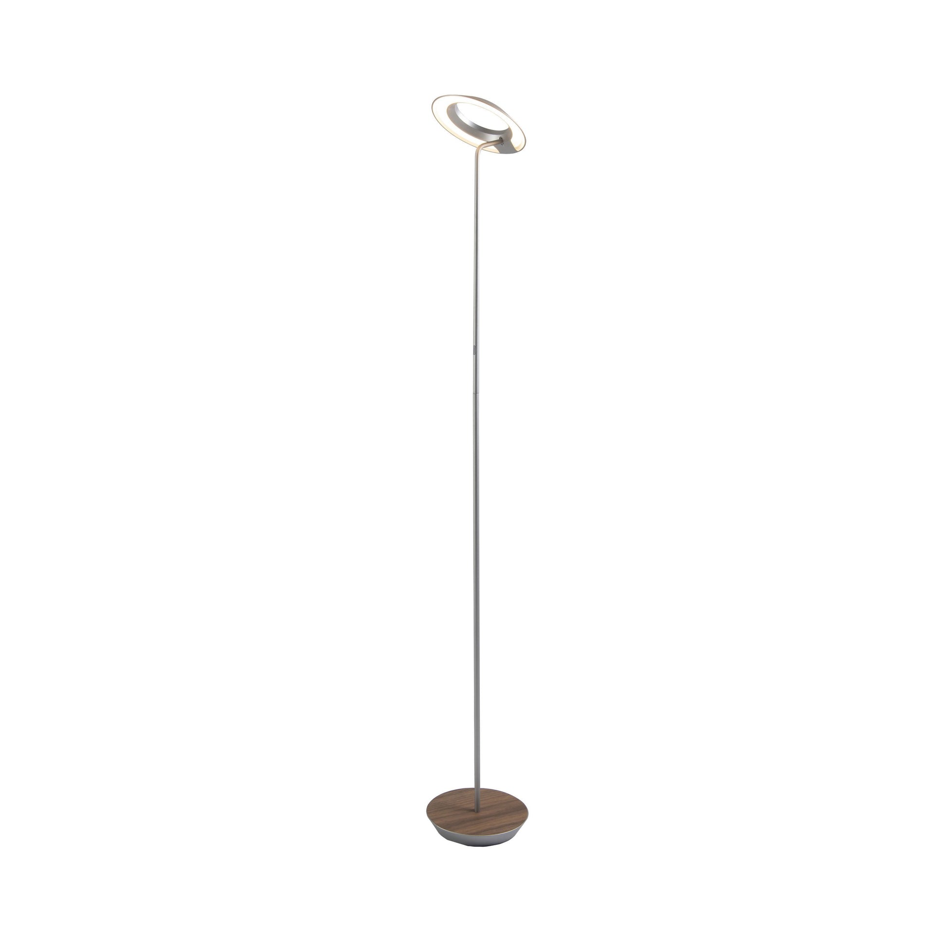 Royyo LED Floor Lamp in Silver and Oiled Walnut.