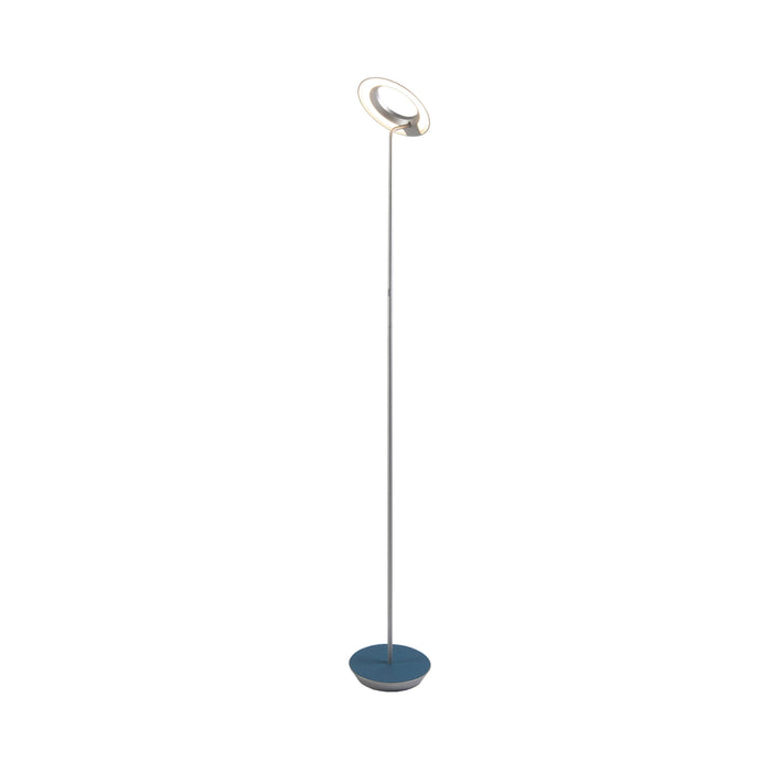 Royyo LED Floor Lamp in Silver and Azure Felt.