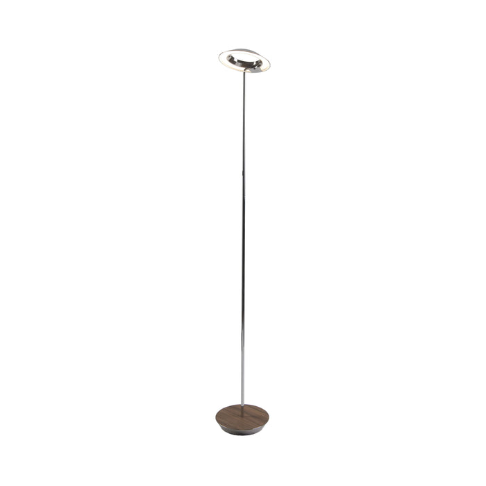 Royyo LED Floor Lamp in Chrome and Oiled Walnut.