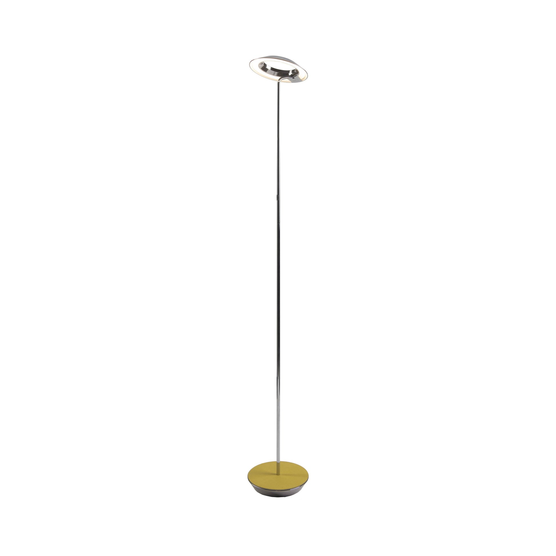 Royyo LED Floor Lamp in Chrome and Honeydew Felt.