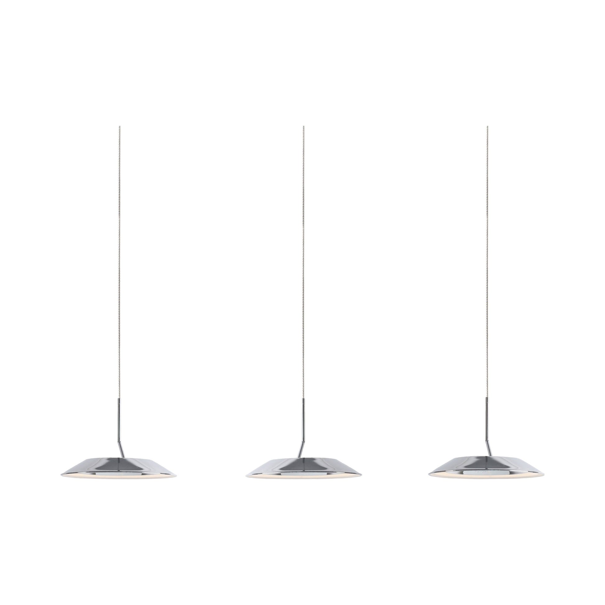Royyo LED Linear Pendant Light in 3-Light/Chrome.