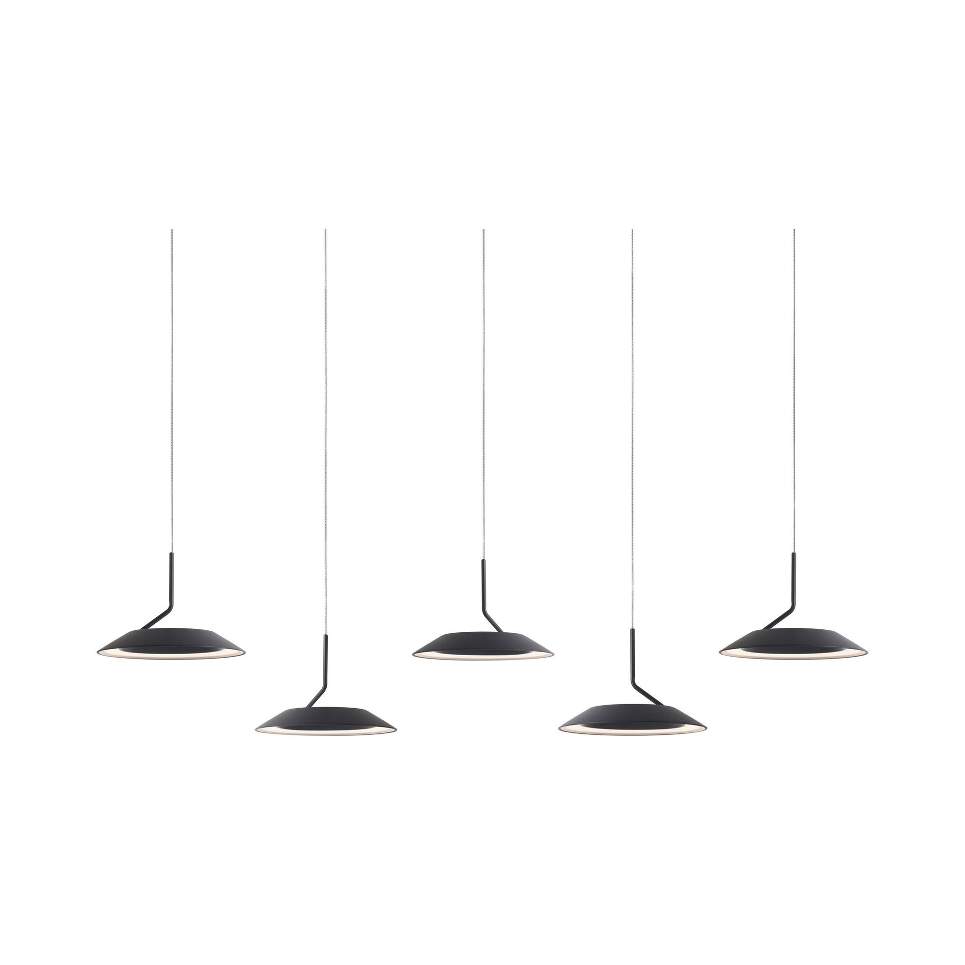 Royyo LED Linear Pendant Light in 5-Light/Matte Black.
