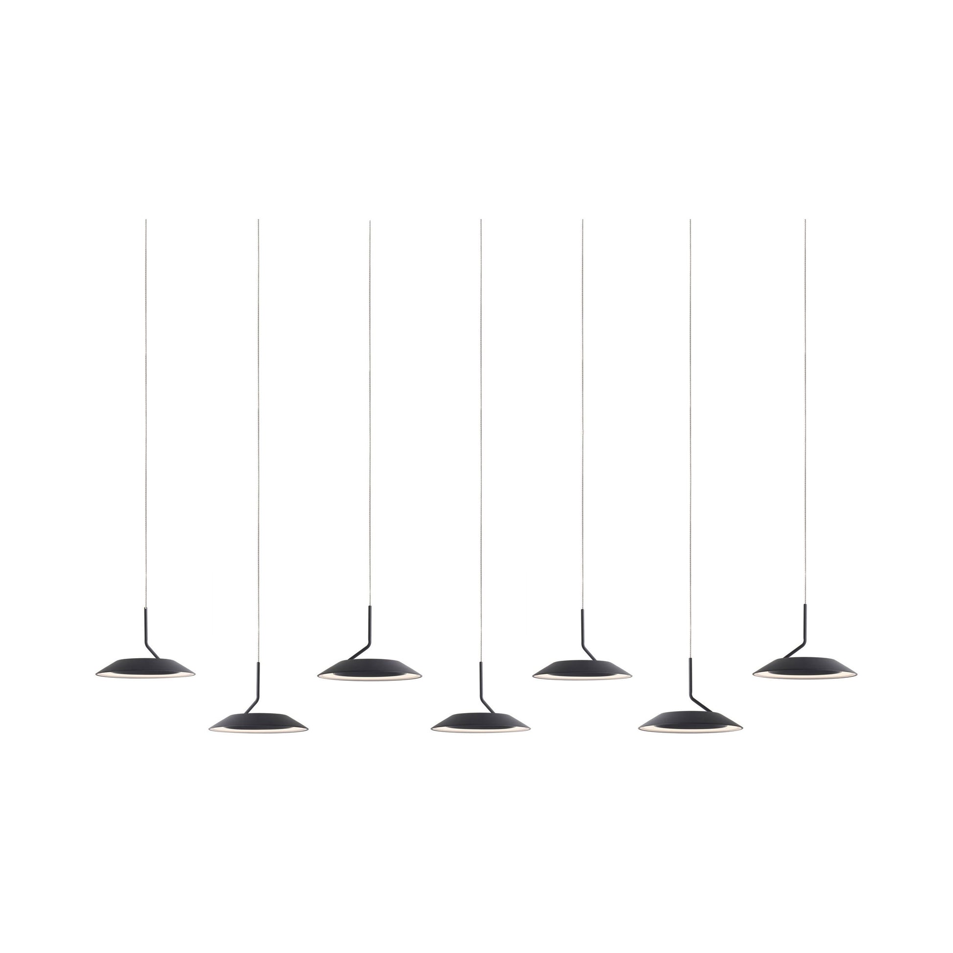 Royyo LED Linear Pendant Light in 7-Light/Matte Black.