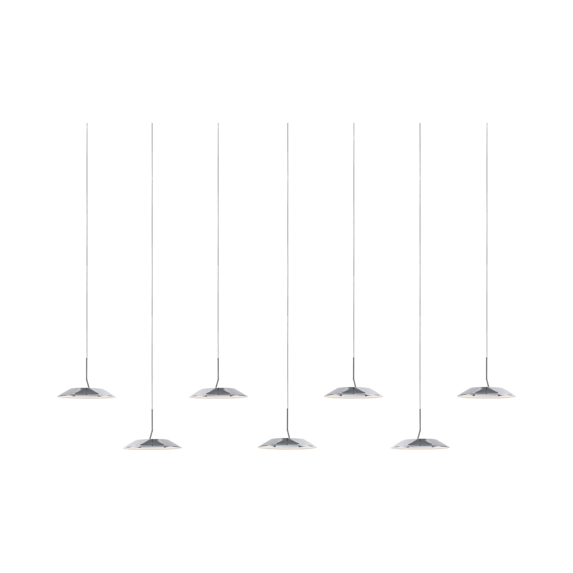 Royyo LED Linear Pendant Light in 7-Light/Chrome.