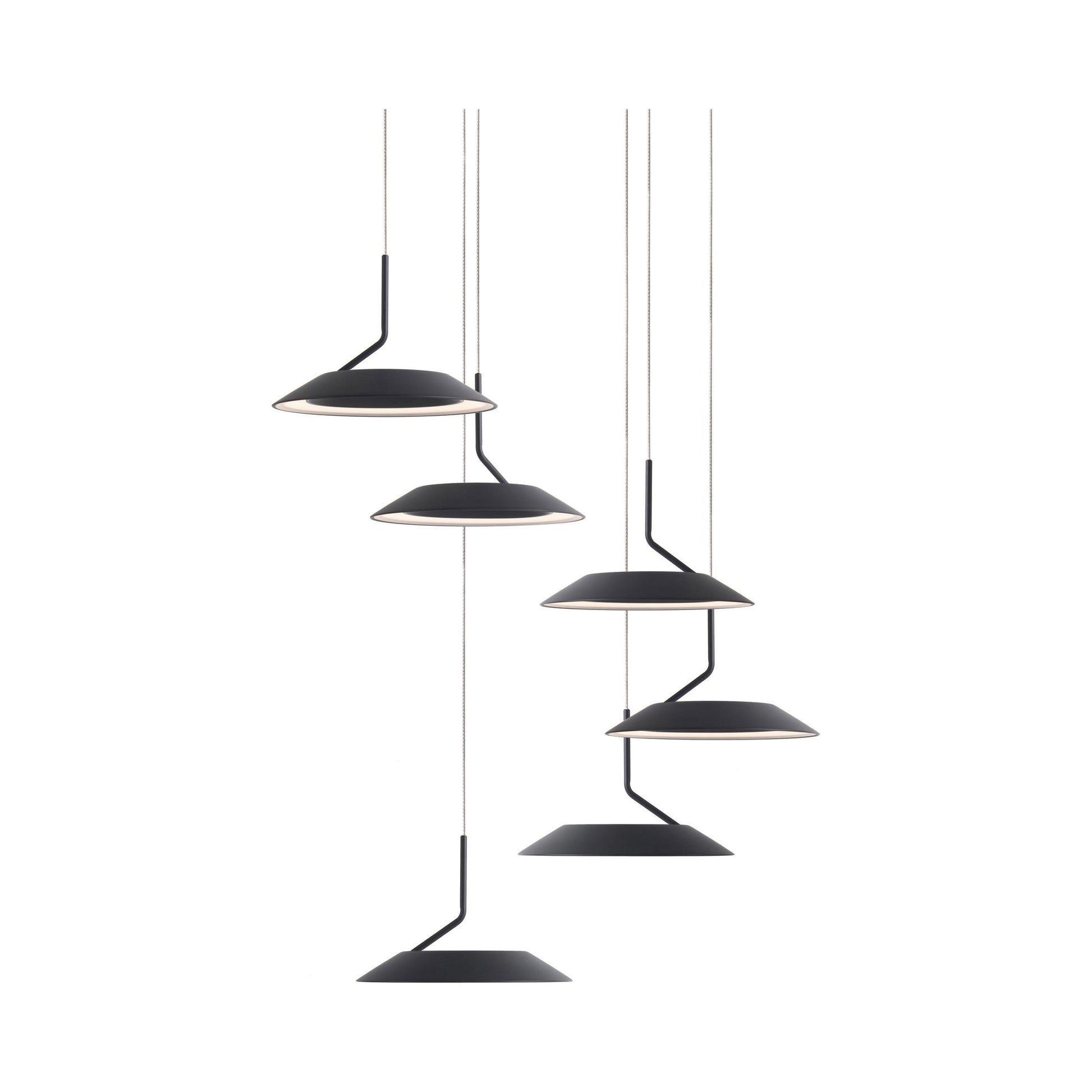 Royyo LED Multi Light Pendant Light in 6-Light/Matte Black.