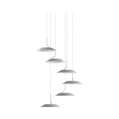 Royyo LED Multi Light Pendant Light in 6-Light/Silver.