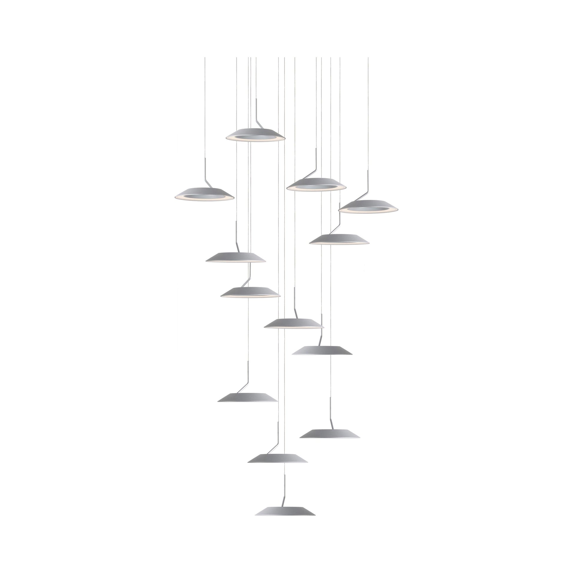 Royyo LED Multi Light Pendant Light in 13-Light/Silver.