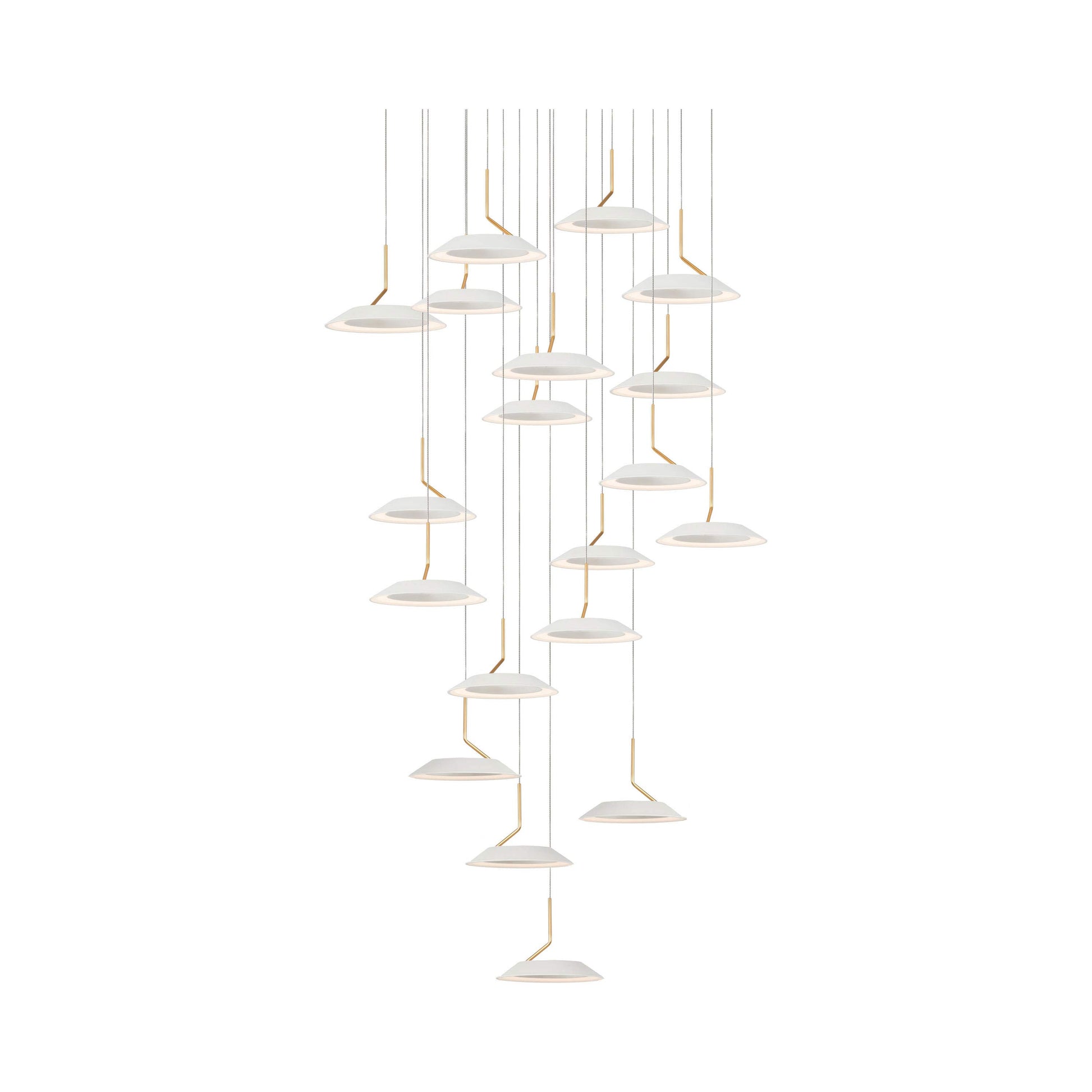 Royyo LED Multi Light Pendant Light in 19-Light/Matte White with Gold accent.