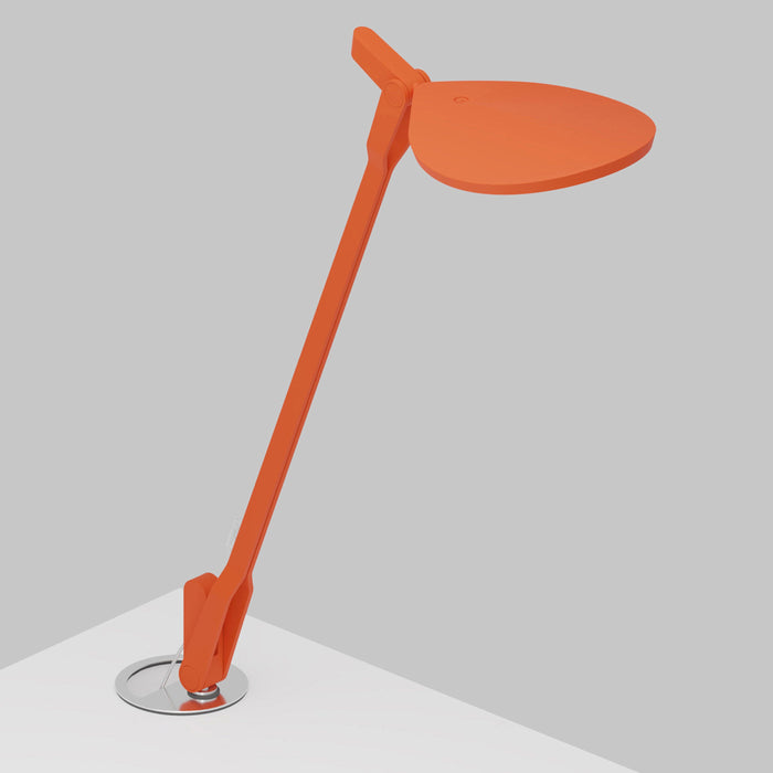 Splitty LED Desk Lamp in Matte Orange/Grommet Mount .
