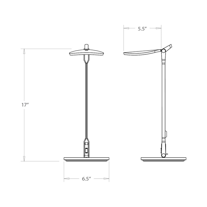 Splitty Pro LED Desk Lamp - line drawing.