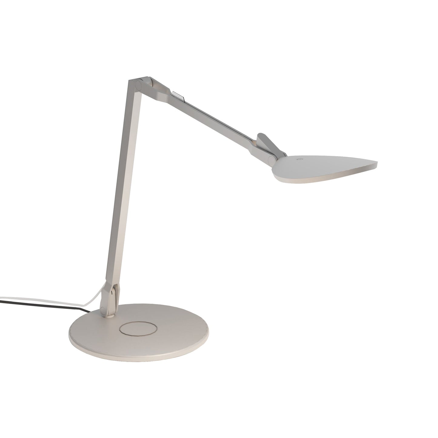 Splitty Reach Pro LED Desk Lamp in Silver/Wireless Charging Base.