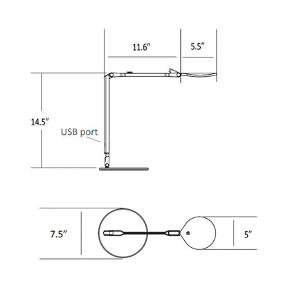 Splitty Reach Pro LED Desk Lamp - line drawing.