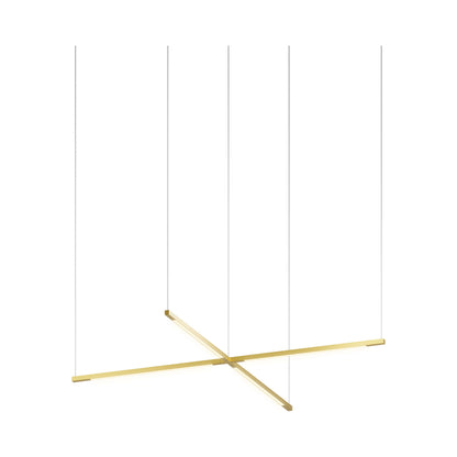 Z-Bar Cross LED Pendant Light in 16-Inch/Gold.