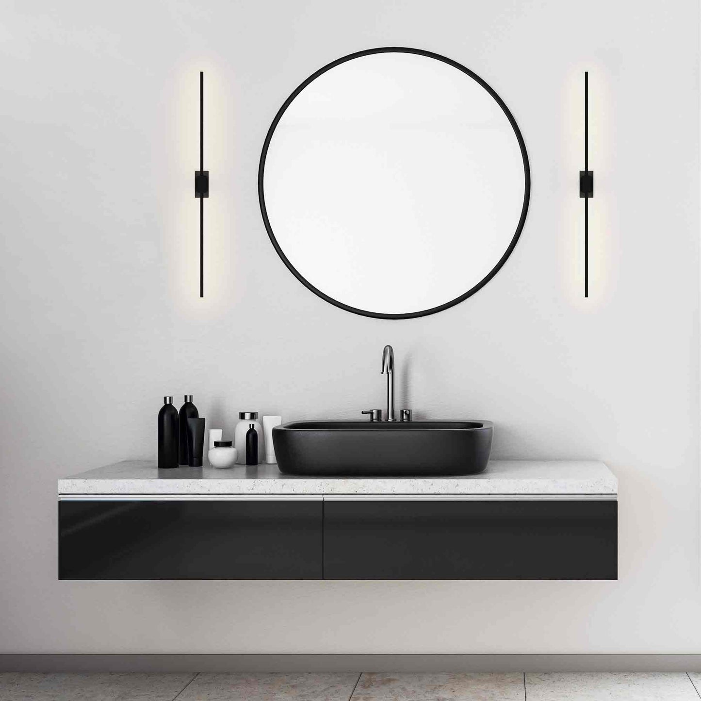 Z-Bar LED Wall Light in bathroom.