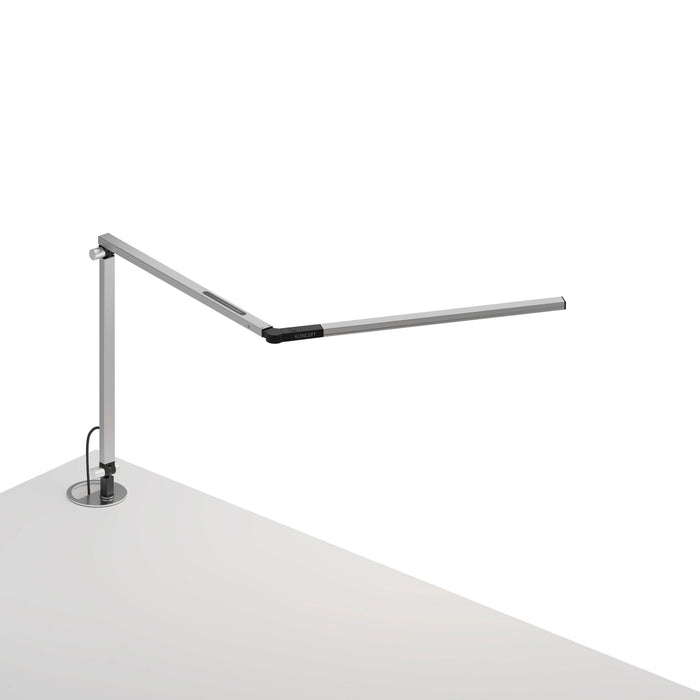 Z-Bar Mini LED Desk Lamp in Silver/Grommet Mount.