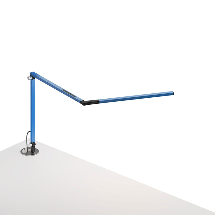 Z-Bar Mini LED Desk Lamp in Blue/Grommet Mount.