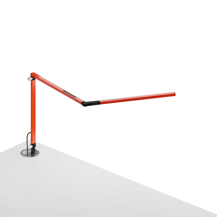 Z-Bar Mini LED Desk Lamp in Orange/Grommet Mount.