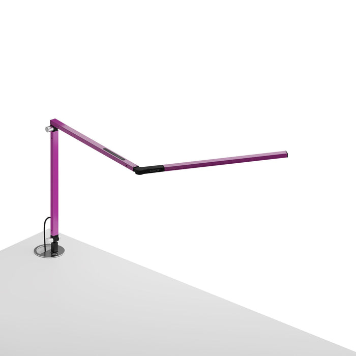 Z-Bar Mini LED Desk Lamp in Purple/Grommet Mount.