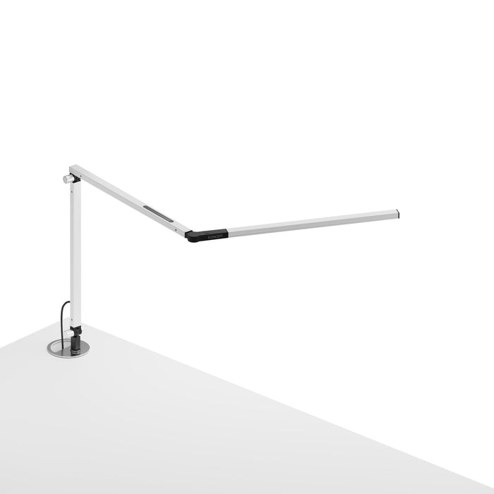 Z-Bar Mini LED Desk Lamp in White/Grommet Mount.