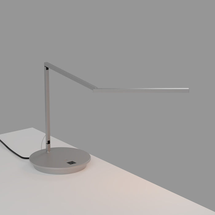 Z-Bar Mini LED Desk Lamp in Silver/Warm White Light/Power Base.