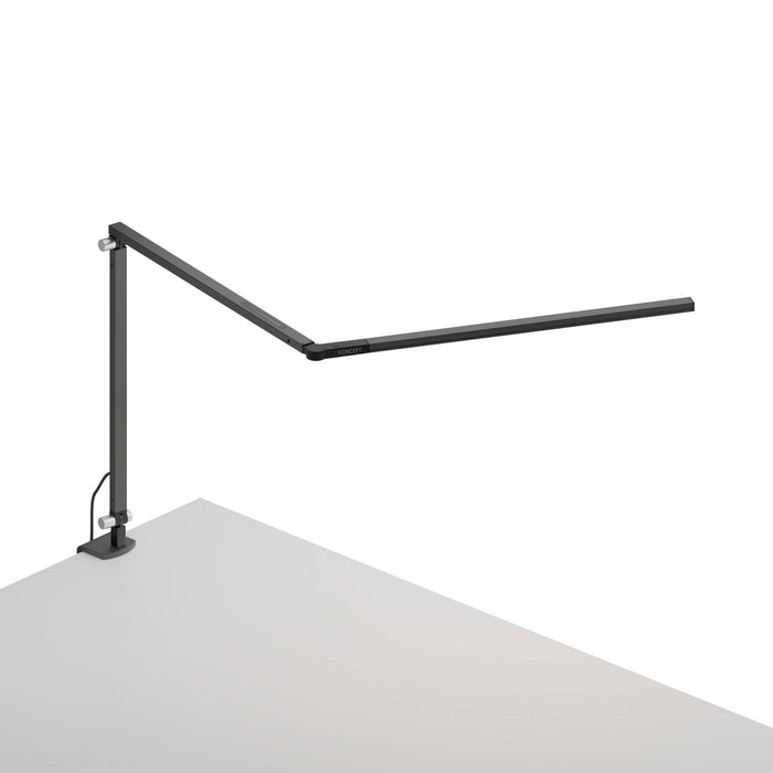 Z-Bar Slim LED Desk Lamp in Metallic Black/Desk Clamp.