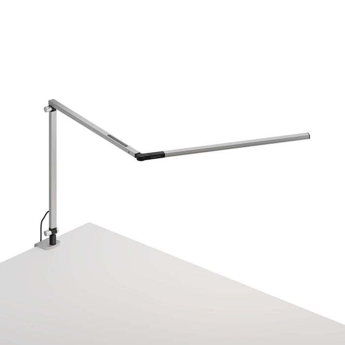 Z-Bar Slim LED Desk Lamp in Silver/Desk Clamp.