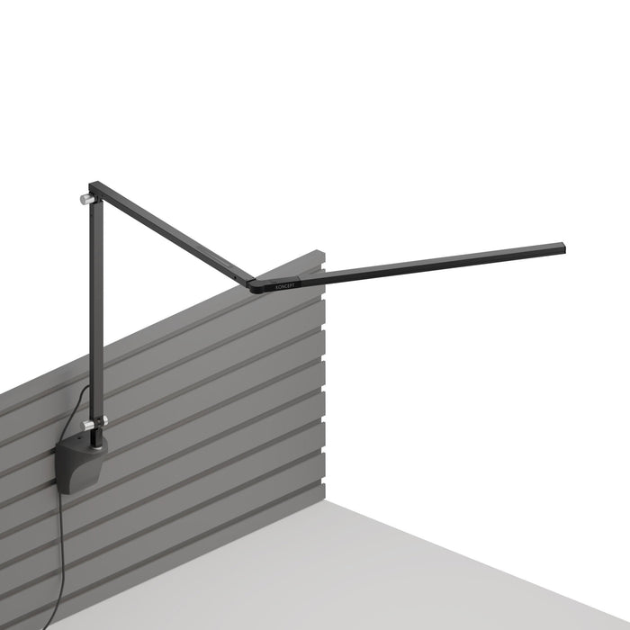 Z-Bar Slim LED Desk Lamp in Metallic Black/Slatwall Mount.