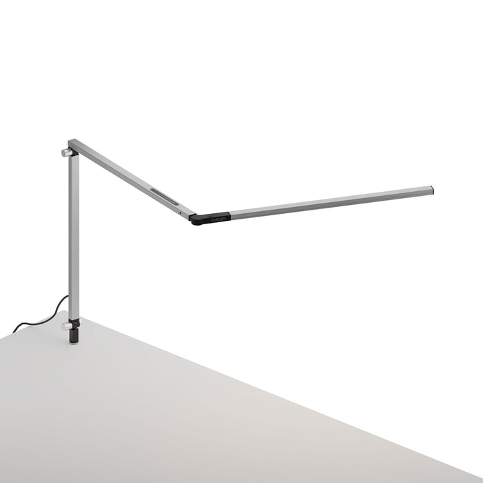 Z-Bar Slim LED Desk Lamp in Silver/Through-Table Mount.