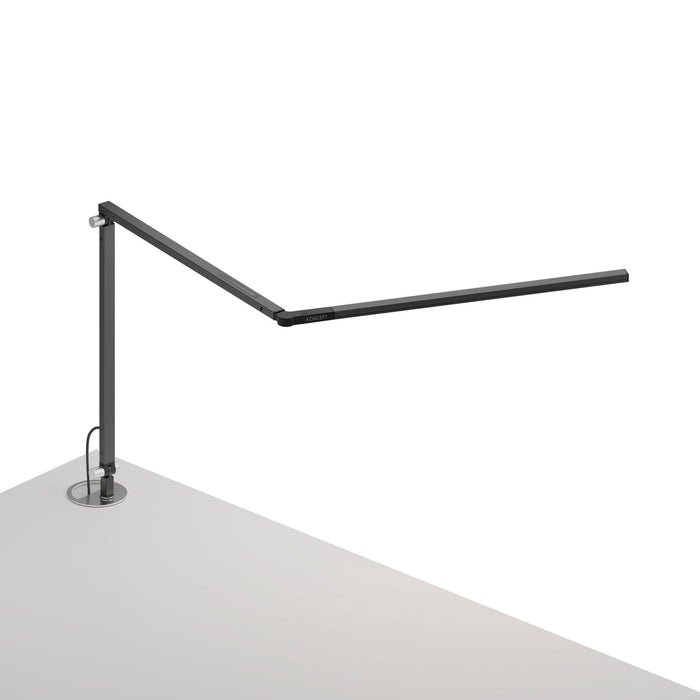 Z-Bar Slim LED Desk Lamp in Metallic Black/Grommet Mount.