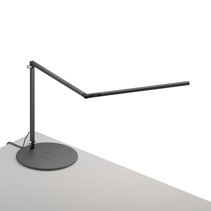 Z-Bar Slim LED Desk Lamp in Metallic Black/Wireless Charging Qi Base.