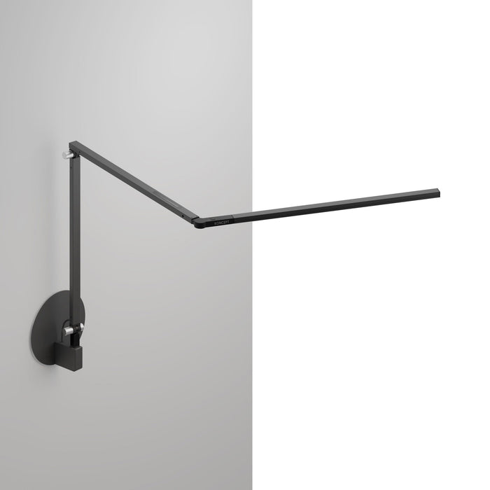 Z-Bar Slim LED Desk Lamp in Metallic Black/Hardwire Wall Mount.