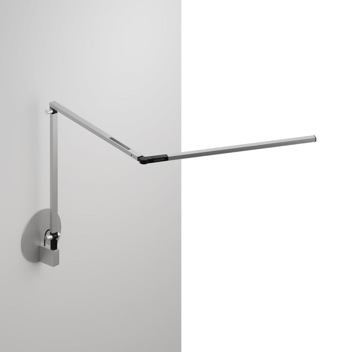 Z-Bar Slim LED Desk Lamp in Silver/Hardwire Wall Mount.