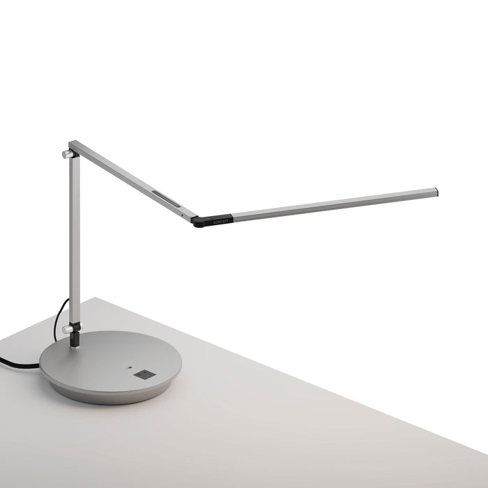 Z-Bar Slim LED Desk Lamp in Silver/Power Base.