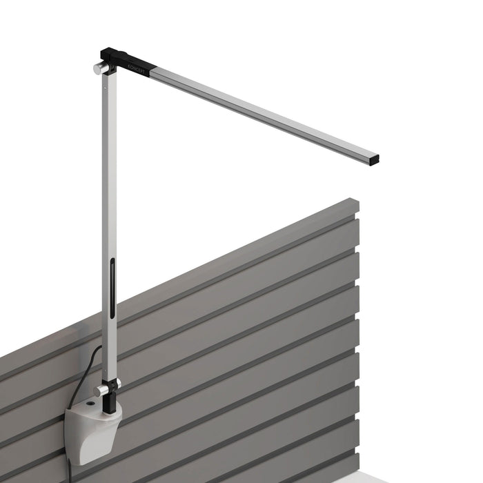 Z-Bar Solo LED Desk Lamp in Silver/Slatwall Mount.