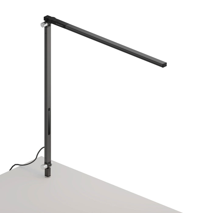 Z-Bar Solo LED Desk Lamp in Metallic Black/Through-Table Mount.