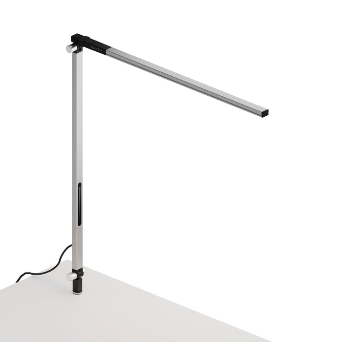 Z-Bar Solo LED Desk Lamp in Silver/Through-Table Mount.