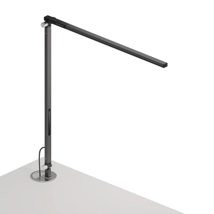 Z-Bar Solo LED Desk Lamp in Metallic Black/Grommet Mount.
