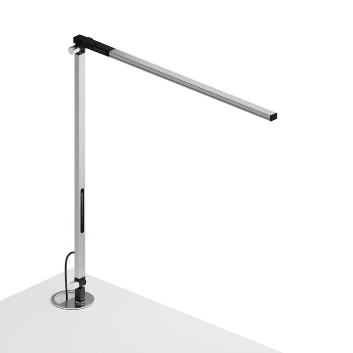 Z-Bar Solo LED Desk Lamp in Silver/Grommet Mount.