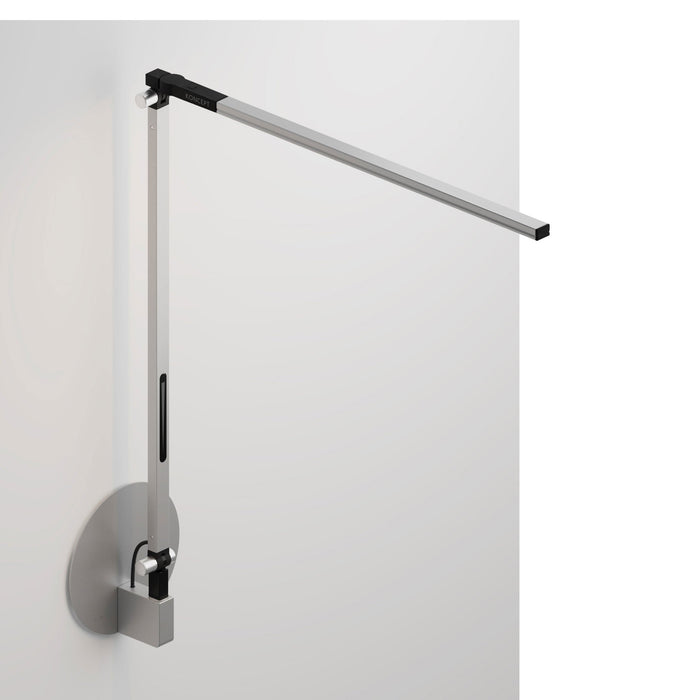 Z-Bar Solo LED Desk Lamp in Silver/Hardwire Wall Mount.