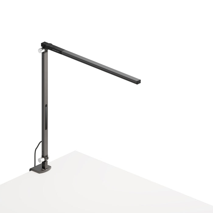 Z-Bar Solo Mini LED Desk Lamp in Metallic Black/Desk Clamp.