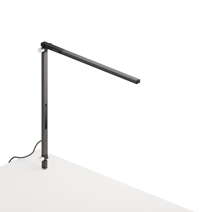 Z-Bar Solo Mini LED Desk Lamp in Metallic Black/Through-Table Mount.